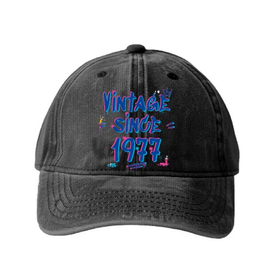 Vintage 1977 Graffiti Glitch - 48 Years of Style Washed Denim Baseball Caps