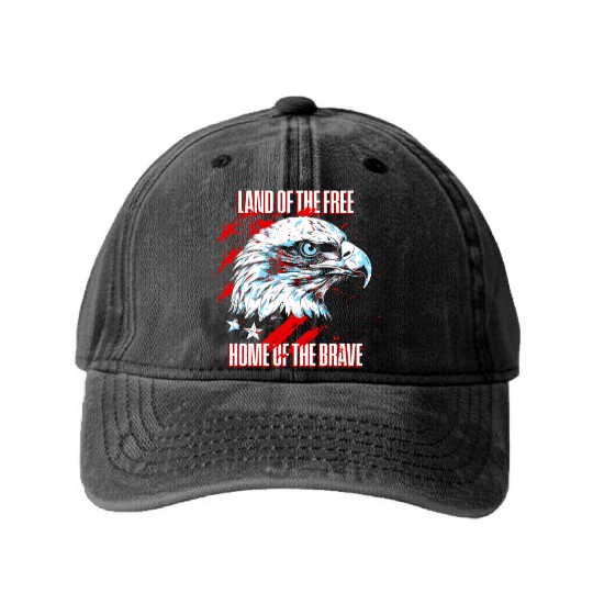 Land of the Free - Home of the Brave American Washed Denim Baseball Caps