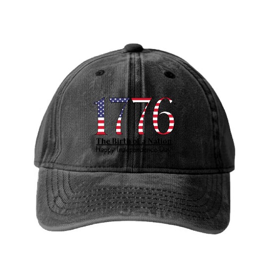 America 1776 Independence Day Washed Denim Baseball Caps