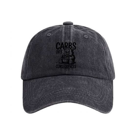 Carbs Over Consequences Food Lover Delight Washed Denim Baseball Caps