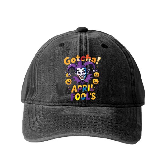 "Gotcha! April Fool’s – Funny Jester & Prank Washed Denim Baseball Caps