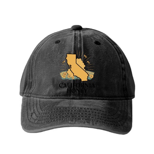 California honey sweet as the golden state Washed Denim Baseball Caps