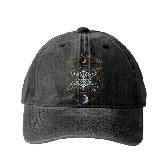 As Above, So Below - Sacred Geometry Washed Denim Baseball Caps
