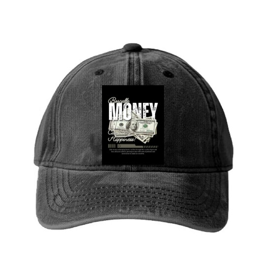 White and Grey Vintage Money Streetwear Washed Denim Baseball Caps