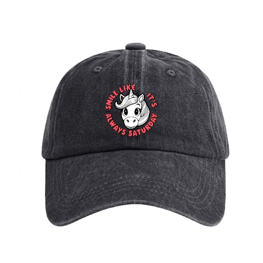 Cute Unicorn with Positive Message Washed Denim Baseball Caps