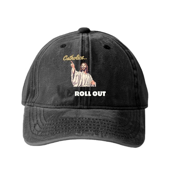 Catholics Roll Out- Jesus Transformer Washed Denim Baseball Caps