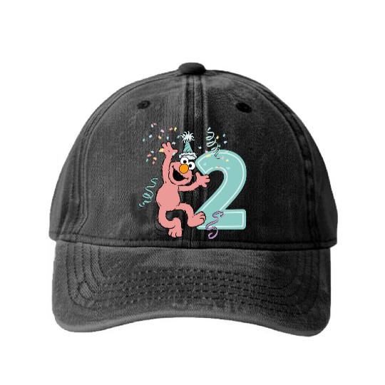 Sesame Street Birthday Design With Elmo Two Years Washed Denim Baseball Caps