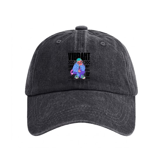 Electric Night: Cyberpunk Washed Denim Baseball Caps