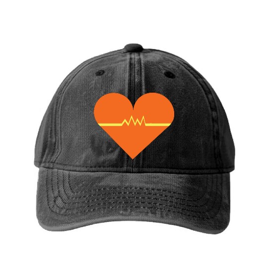 Heartbeat with Heart health care and Cardiac Washed Denim Baseball Caps