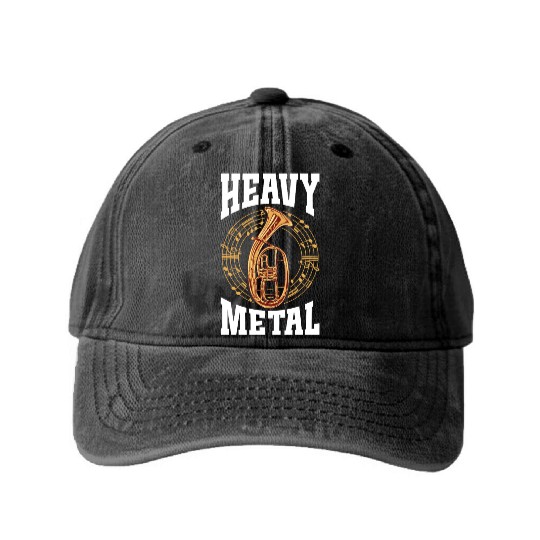 Heavy Metal Tenorhorn Musician Vibes Washed Denim Baseball Caps