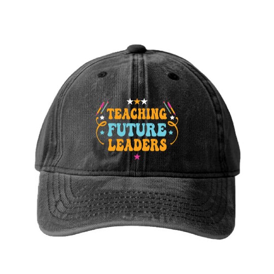 Teaching Future Leaders Dope Black Melanin Teacher Washed Denim Baseball Caps