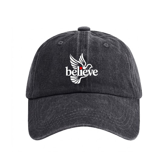Believe white Washed Denim Baseball Caps