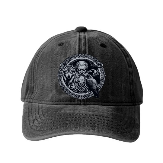 Viking Warrior Man Odin Thor Norman Walhalla Washed Denim Baseball Caps