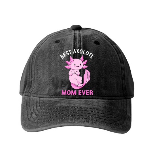 Axolotl Mom Salamander Washed Denim Baseball Caps
