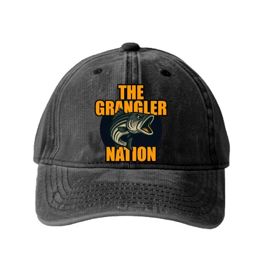 Grangler Nation (Striped Bass) Washed Denim Baseball Caps