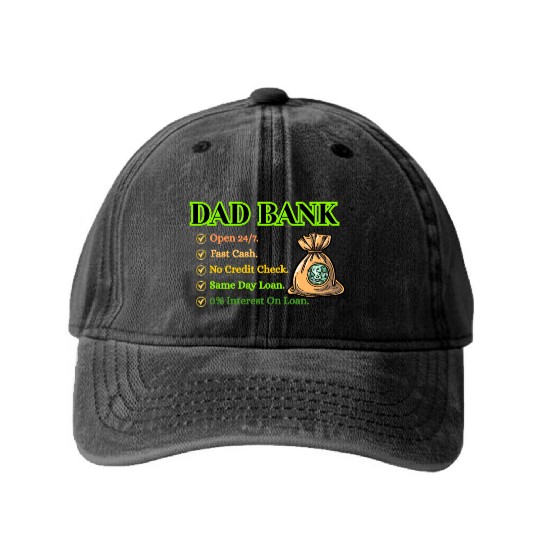 Bank Of Dad Washed Denim Baseball Caps