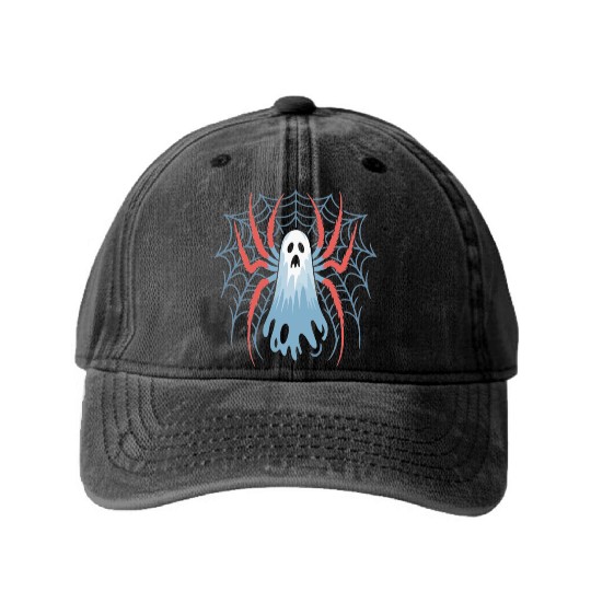 Ghost Spider Scream Washed Denim Baseball Caps