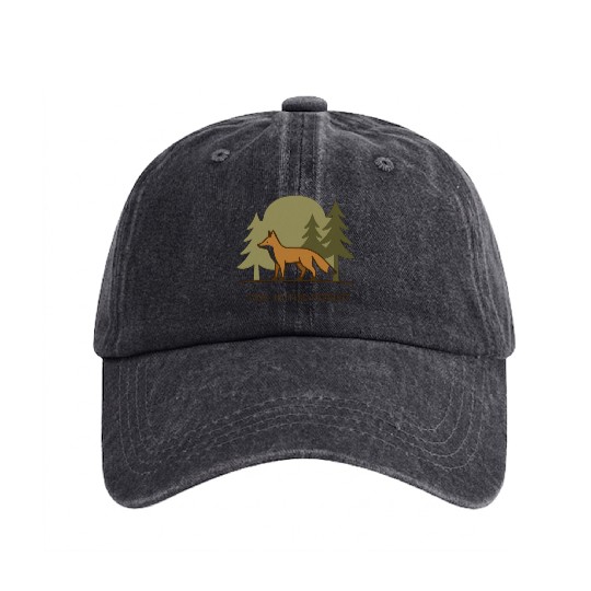 Fox in the Forest Washed Denim Baseball Caps