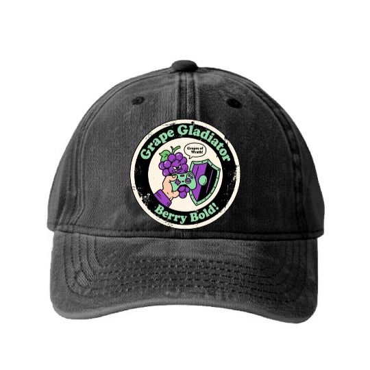 Grape Gladiator Berry Bold Gamer Washed Denim Baseball Caps