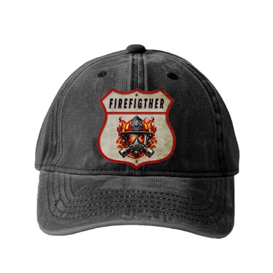 Fire Brigade Coat Of Arms Washed Denim Baseball Caps
