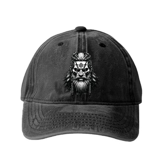 Viking Warrior Man Odin Thor Norman Walhalla Washed Denim Baseball Caps