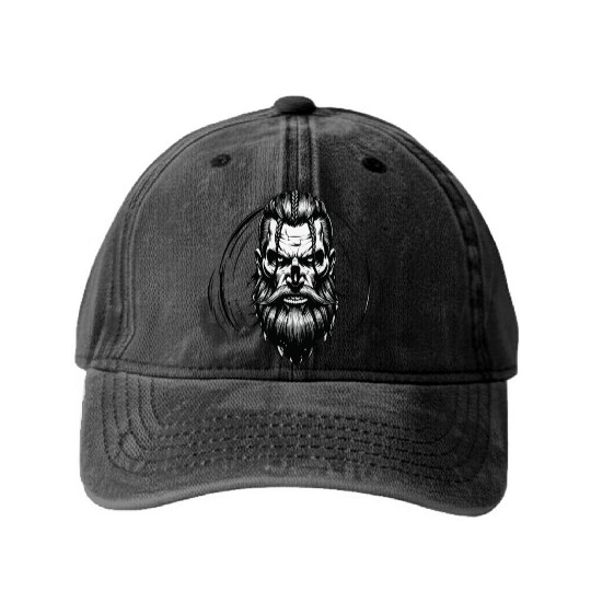 Viking Warrior Man Odin Thor Norman Walhalla Washed Denim Baseball Caps