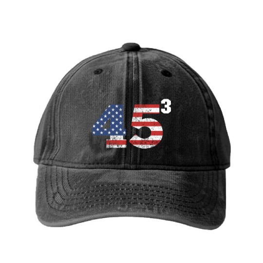 Trump 2028 45³ President Trump '28 45 Cubed45³ swe Washed Denim Baseball Caps