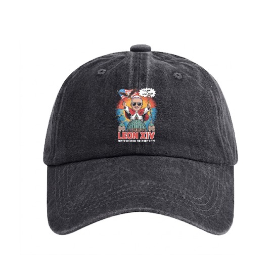 Leon XIV Funny American Pope Vatican Humor Washed Denim Baseball Caps