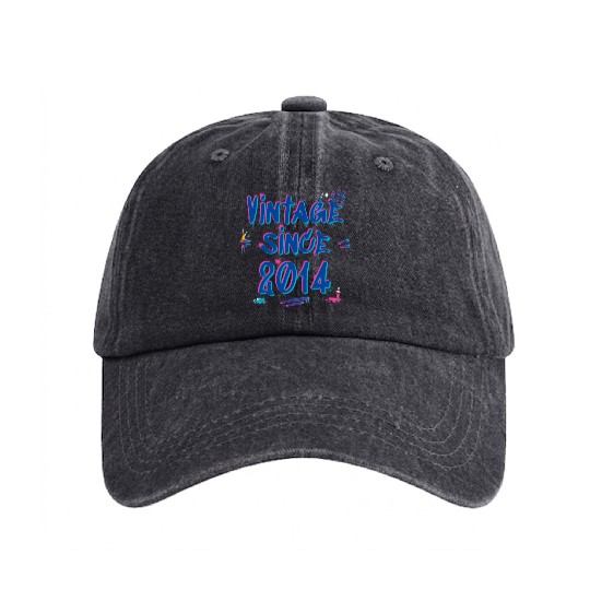 Vintage Since 2014 Hip-Hop Graffiti Glitch 11th Washed Denim Baseball Caps