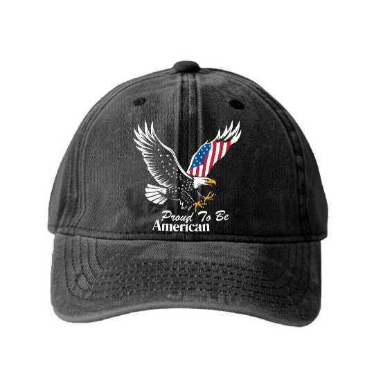 Proud To Be American Eagle Flag Washed Denim Baseball Caps