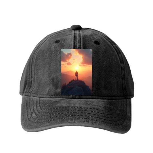 Summit of Dawn Embrace the Horizon Washed Denim Baseball Caps