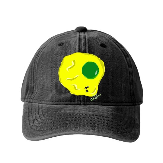Yellow and green fried egg and flies Washed Denim Baseball Caps