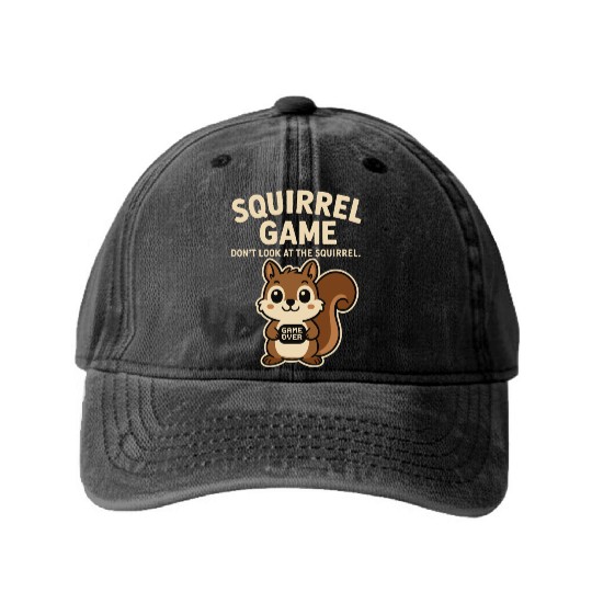 Funny Squirrel Game Meme Washed Denim Baseball Caps