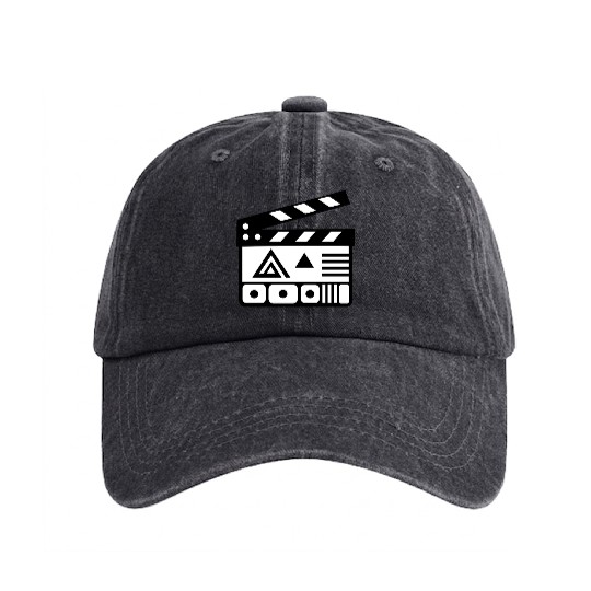 Film Clapboard Icon – Cinematic Design Washed Denim Baseball Caps