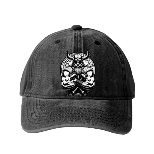Viking Warrior Man Odin Thor Norman Walhalla Washed Denim Baseball Caps