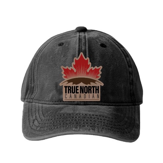 Washed Denim Baseball Caps Artwork True North Canadian Dark styles