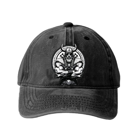 Viking Warrior Man Odin Thor Norman Walhalla Washed Denim Baseball Caps