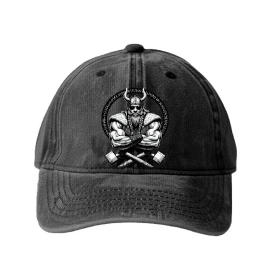 Viking Warrior Man Odin Thor Norman Walhalla Washed Denim Baseball Caps