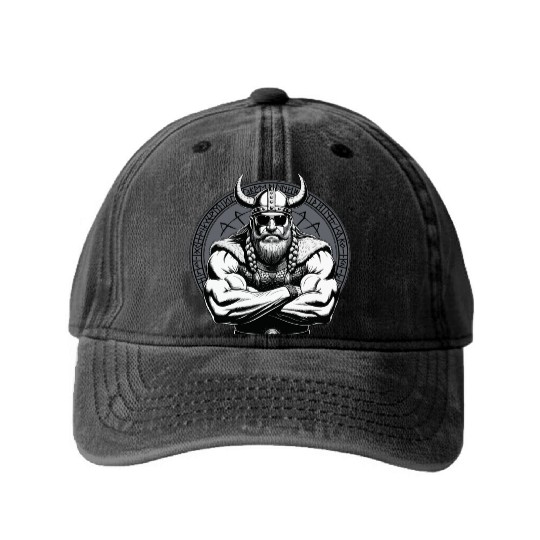 Viking Warrior Man Odin Thor Norman Walhalla Washed Denim Baseball Caps