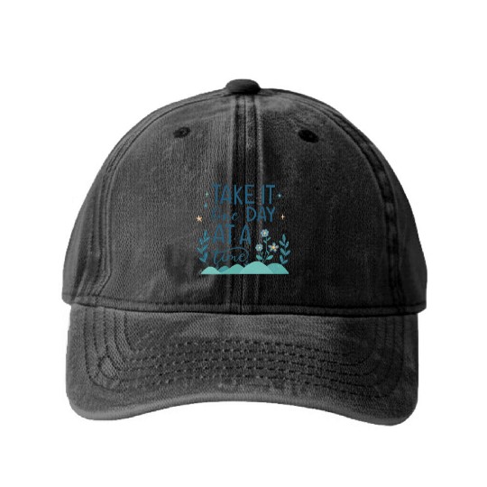 Take It One Day at a Time – Motivational Mental Washed Denim Baseball Caps