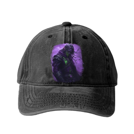 Dark Elf with Poison Magic and Purple Shadow Power Washed Denim Baseball Caps