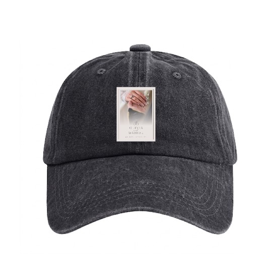 Light Pink Elegant and Minimal Wedding Invitati Washed Denim Baseball Caps