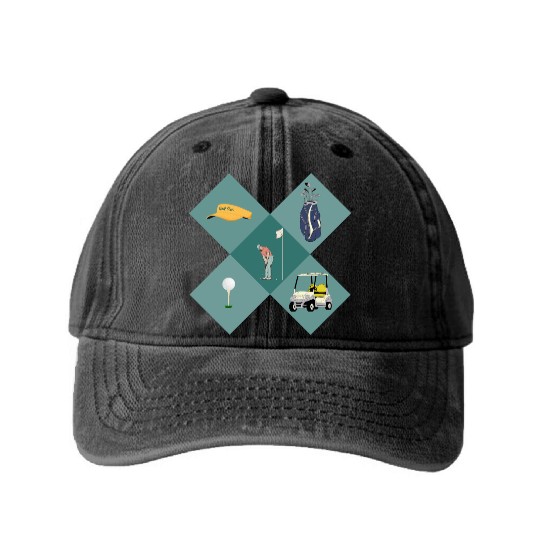 Golf Dad Design for Father’s Day, Iconic Golf Washed Denim Baseball Caps