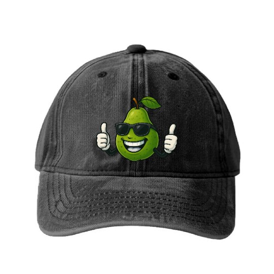Cute cartoon pear guava fruit summer joy Washed Denim Baseball Caps