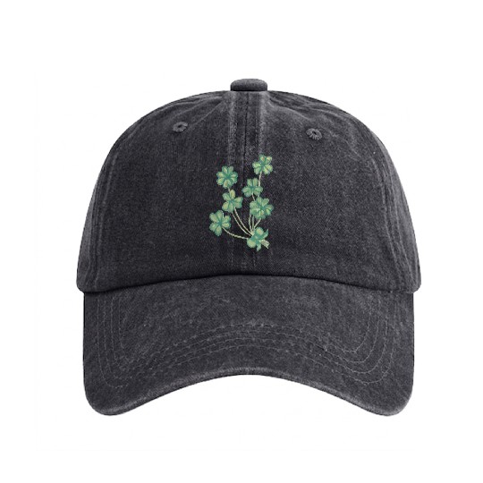 A collection of green watercolor clovers Washed Denim Baseball Caps