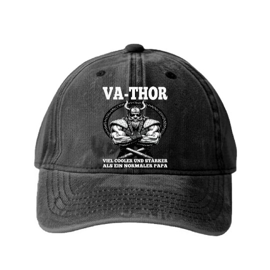 Viking Warrior Man Odin Thor Norman Walhalla Washed Denim Baseball Caps