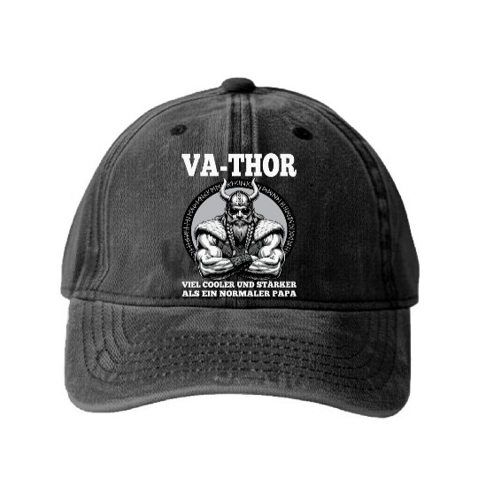 Viking Warrior Man Odin Thor Norman Walhalla Washed Denim Baseball Caps
