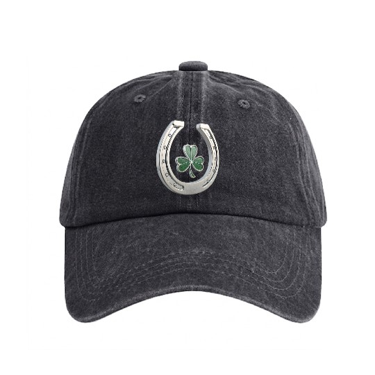 Lucky Shamrock Artwork for Saint Patrick Washed Denim Baseball Caps