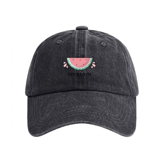 watermelon Summer Vibes Kids Washed Denim Baseball Caps Design