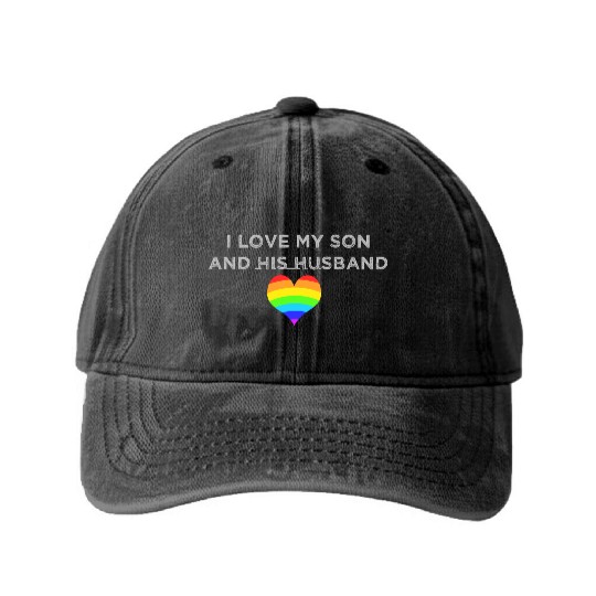 I love my son & his husband mom dad LGBTQ wedding Washed Denim Baseball Caps